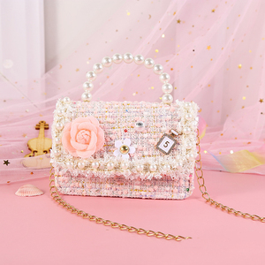 Nuova Borsa a Tracolla Mini in Tweed Stile Principessa 2026, con Catena di Perle, Graziosa Borsetta <span class=keywords><strong>per</strong></span> <span class=keywords><strong>Bambine</strong></span>, Ideale <span class=keywords><strong>per</strong></span> Outfit Quotidiani - Product Image 4