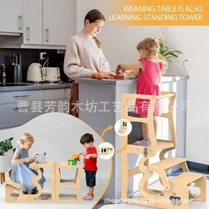 Wooden Kids Step <b>Stool</b> Learning Tower With Blackboard 3 In 1 For Kitchen <b>Bathroom</b> Safety Design - Product Image 2