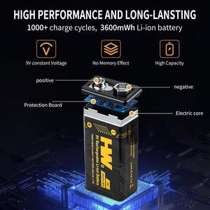 4 베이 스마트 충전기 도매 HW 4 팩 <span class=keywords><strong>9V</strong></span> 충전식 리튬 이온 배터리 3600mWh - Product Image 2