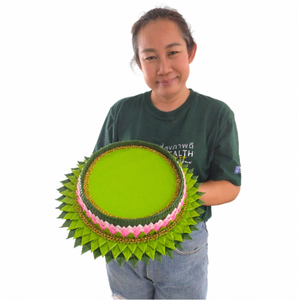 ถาดกระดาษใบตองทำมือ ประดับกลีบดอกบัว ขนาดสั่งทำได้ ผลิตจากผ้าคุณภาพสูง ออกแบบสำหรับงาน DIY ดอกไม้ - Product Image 3