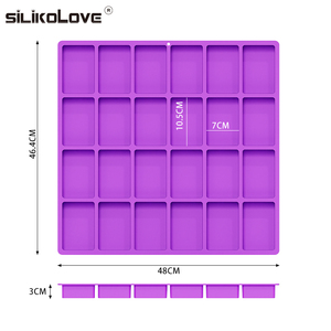 MUYULINS Factory Easy Release 24-Cavity Rectangular Maker LFGB Platinum Non-Stick BPA-Free <b>Silicone</b> Soap Mold - Product Image 6