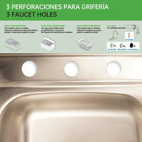 Wastafel Dapur SOLVEX DiscountPrice Square Single Bowl Stainless Steel 80x50x15, Modern Multifungsi, Finishing Brushed