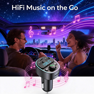 Émetteur FM Bluetooth pour Voitures, <span class=keywords><strong>Adaptateur</strong></span> Audio Sans Fil avec Recharge Téléphone et Streaming Musical, Améliorez Votre Autoradio Ancien - Product Image 2