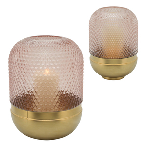 Textured Glass <b>Vase</b> With Metal Base Contemporary Flower <b>Vase</b> For Table Centerpiece Modern Accent Decor - Product Image 3