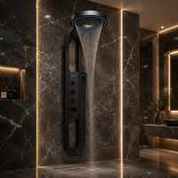 Système de douche mural moderne en acier inoxydable 304 chromé, écologique, avec panneau LED et accessoires de douche à main pour robinet de salle de bain