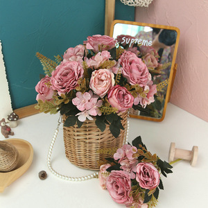 European Style Autumn Hydrangea Rose Bouquet Artificial Silk Flower Arrangement Decorative Craft <b>Ornament</b> - Product Image 4