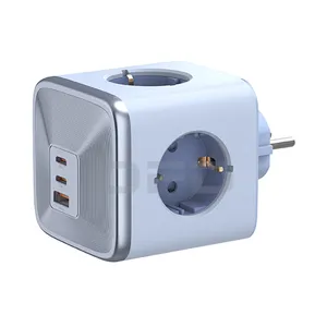 Power Kubus Socket Eu Stekker Gan 33W Power Kubus Meerdere Bureauverlengcontactdoos Met 1 USB-A/2 USB-C Kabelpoorten En Een Rechte Stekker