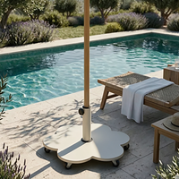 Support de plaque lestée JH-Mech personnalisé en forme de fleur, stable au vent, avec revêtement antirouille, pour base de parasol extérieur avec roues