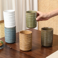 Mug à café en céramique rétro, tasse droite de style japonais de 300 ml, vaisselle vintage de couleur unie, logo personnalisé, approvisionnement à l'exportation