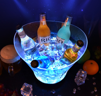 Seau à glace LED en plastique pour fête en plein air, bar à vin de nuit, 6L, lumière scintillante, seau à champagne