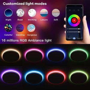 Luz de techo inteligente empotrada LED WiFi, regulable dormitorio sala de estar pasillo cocina guardería 12 pulgadas 24 vatios RGB delgada - Product Image 6