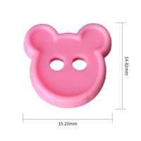 Venta caliente de fábrica Ecológico Tamaño personalizado Colores Dibujos animados Lindo 2 agujeros Botones con forma de oso Botón de resina Botones de resina para niños