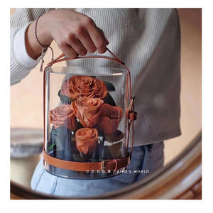 زهور أزرق محفوظة Stabilisierte ديكور طاولة ورود محفوظة بالبخار طويلة في صندوق - Product Image 3