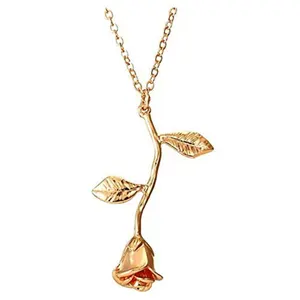 316l Stainless Steel Pvd 18k Gold Plated Personalized Mayas Grace Rose Flower Pendant Romantic Rose Necklace Gift For Women Men