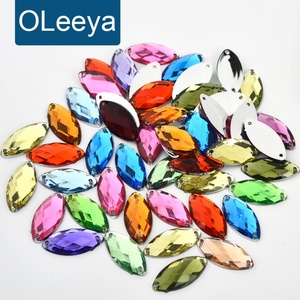 OLeeya Meilleure vente Strass à coudre en acrylique, forme œil de cheval, pierre marquise, navette, cristal à dos plat pour tissu et robes - Product Image 1