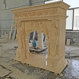 Factory Supply Customized Size Indoor Decoration Luxurious Large Marble Fireplace