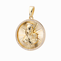 Pendentif religieux en or 18k Zircon cubique chaîne personnalisée vierge marie