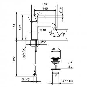 Fantini Nostromo Robinet mitigeur de lavabo contemporain à double poignée Finition brossée avec montage à trou unique pour usage scolaire - Product Image 2