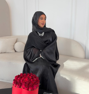 2025新アバヤセットシニーポリエステルドバイアバヤカーディガンインナードレスヒジャーブ3個セットイスラム服女性アバヤイスラム教徒ドレス - Product Image 5