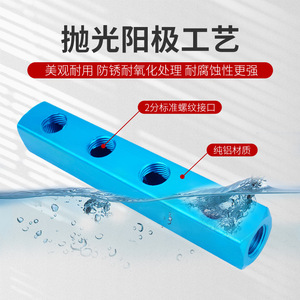 Bloc de distribution de gaz en aluminium Huihong, 3 ports, connexion filetée, pour équipements de distribution de gaz - Product Image 3