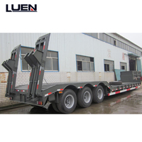 Полуприцеп-трал LUEN 3-осный, 80 тонн, стальной, с гидравлическим отсоединяемым шарнирно-сочлененным телескопическим шасси (гусиная шея) длиной 13000 мм для перевозки тяжелой техники