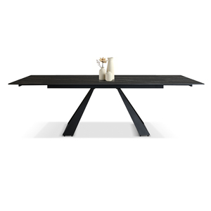 Mesa de Comedor Extensible Adriano de Cerámica 160-240 cm Negra con Patas de Hierro en Forma de U para Uso Interior - Product Image 5
