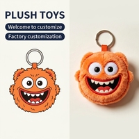 Porte-clés en peluche personnalisé d'usine OEM ODM, jouet en peluche amusant orange, mascotte en peluche à grands yeux pour entreprise et marque