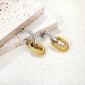 Geometric Double Hoop Earrings Gold Silver Stainless Steel Fashion <b>Statement</b> Women's Jewelry - Product Image 1