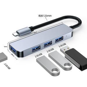 Estación de acoplamiento tipo C multifunción Hub cuatro en uno de alta velocidad para <span class=keywords><strong>Huawei</strong></span> para Apple Macbook USB 3,0 interfaz USB C - Product Image 1