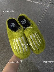 Slippers with genuine leather and suede soles, men's customized casual shoes with one foot kick - Product Image 2