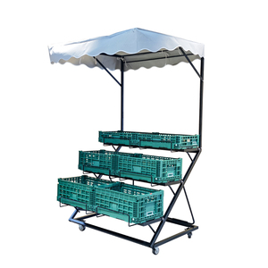 Estante Metálico Plegable de Alta Capacidad para Exhibición de Vegetales en Supermercados, de Una Sola Cara, Desmontable, con 3 Niveles, Resistente - Product Image 3