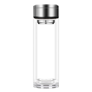 Tasse en verre à double paroi en borosilicate transparent, isolante thermiquement, pour le bureau, coffret cadeau deux pièces - Product Image 1