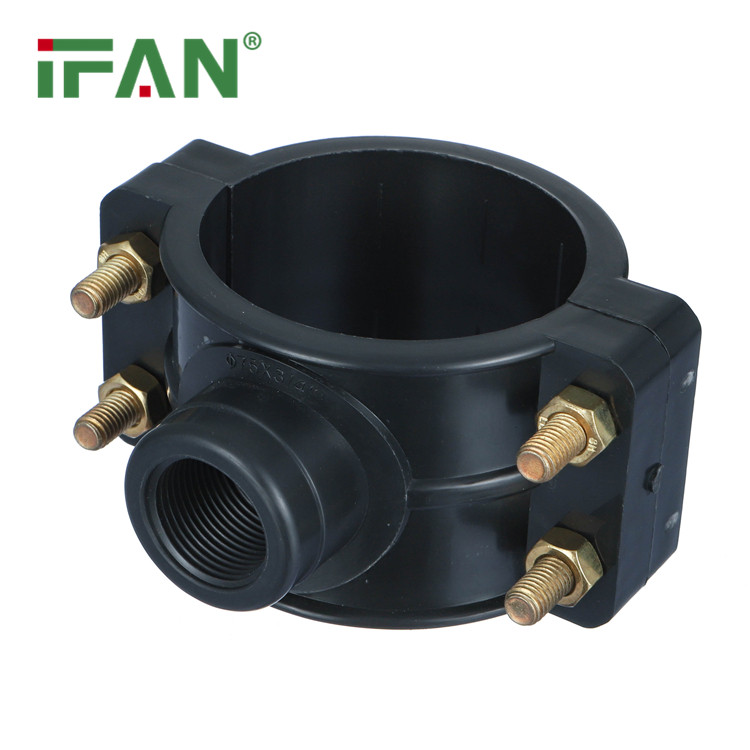 IFAN 1/2 "3/4'' 1 "2" 관개 물방울 HDPE 파이프 배관 튜브 나사 4 나사 피팅 물 라인 용 플라스틱 PP 클램프 안장