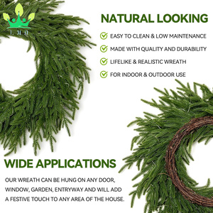 Artificial Christmas <strong>Wreath</strong> for Front <strong>Door</strong> LED Norfolk Pine Realistic Greenery Holiday Home Decoration Valentine's Day <strong>Easter</strong> - Product Image 3