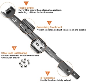 Meilong Hardware Three-Rail 3507 Keyboard <strong>Bracket</strong> Extended Locking <strong>Drawer</strong> Slide Rail Bearing Dining - Product Image 3