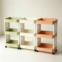 Chariot de rangement en plastique à roulettes, étagère mobile pour cuisine avec panneaux latéraux creux, idéal pour salle de bain, buanderie, garde-manger et maison