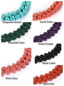 ลูกปัดหินเทอร์ควอยซ์สังเคราะห์แกะสลักลายดอกกุหลาบสีแดงเข้ม ขนาด 8 มม. 12 มม. 15 มม. สำหรับทำเครื่องประดับ 20 ชิ้น/เส้น - Product Image 2