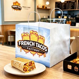 Sac en papier kraft jetable, épaissi, écologique, biodégradable et recyclable pour tacos français, restauration et vente à emporter - Product Image 4