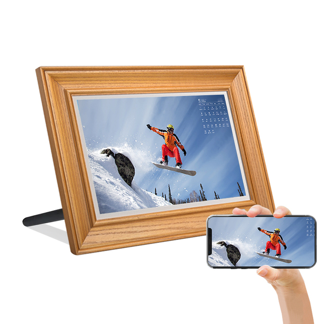 High Quality Large Size 10.1 Inch LCD Indoor Digital Signage NFT Art Oil Picture 4K Video Screen Wood Frame Digital Photo Frame