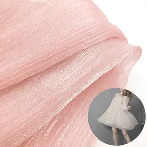 Cationico chiffon glitter crepe organza georgette di poliestere crepe tessuto per il vestito/camicetta