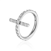 Cincin Hidung Salib Punk Unisex Laris Manis dengan Zirkon Baja Anti Karat Perhiasan Tahan Luntur Seri Marvel Grosir