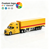 Modèle de camion de logistique en métal à l'échelle 1:64 - Jouet moulé sous pression, statique, personnalisable, souvenir d'entreprise et décoration de bureau