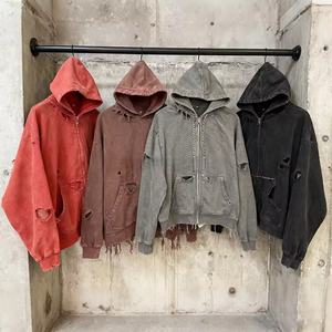 Felpe con Zip da Uomo Personalizzate, Stile Streetwear, Effetto Acid Wash, Strappate e Distressed, da Produttori di <span class=keywords><strong>Abbigliamento</strong></span> - Product Image 2