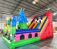 Toboggan aquatique gonflable avec piscine, logo personnalisé OEM, combo château gonflable, aire de jeux extérieure commerciale pour enfants, usine