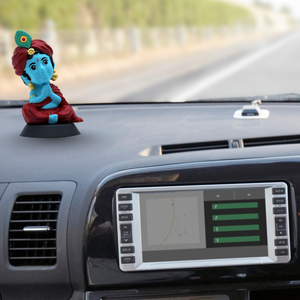 Ídolo de Krishna Pintado a Mano con Acabado Azul, Pieza Decorativa Espiritual para el Hogar, Templo, Escritorio de Oficina, Tablero de Auto y Regalo - Product Image 3