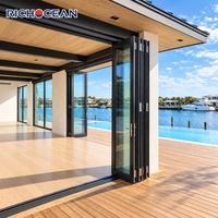 Portes pliantes en aluminium à cadre fin étanches RICHOCEAN AS2047, portes panoramiques à double battant pour balcon, verre Low-E