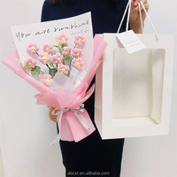 Buket Bunga Daisy Rajutan Tangan dari Benang Warna-warni, Bunga Abadi, Rangkaian Bunga, Hadiah Ulang Tahun Wisuda untuk Wanita