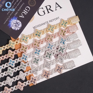 Pulseras de Moissanita en Oferta, Plata de Ley 925, Chapadas en Oro Rosa, Forma de Flor, Joyería de Lujo Unisex para Fiestas - Product Image 4