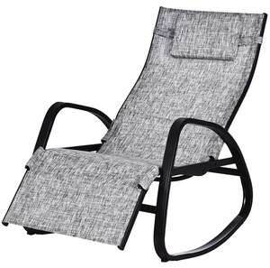 Estructura de acero de gravedad cero mecedora Silla de salón con almohada negro al aire libre para playa Silla de césped patio tumbona plegable - Product Image 3