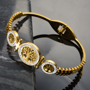 Brazalete de circonita brillante y sofisticado con patrón de follaje elegante y significativo, resistente, acabado a mano, para mujer - Product Image 4
